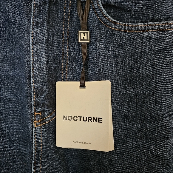 Nocturne Jeans Dark Blue High-Waisted Neutral Solid Classic Casual - Picture 8 of 11